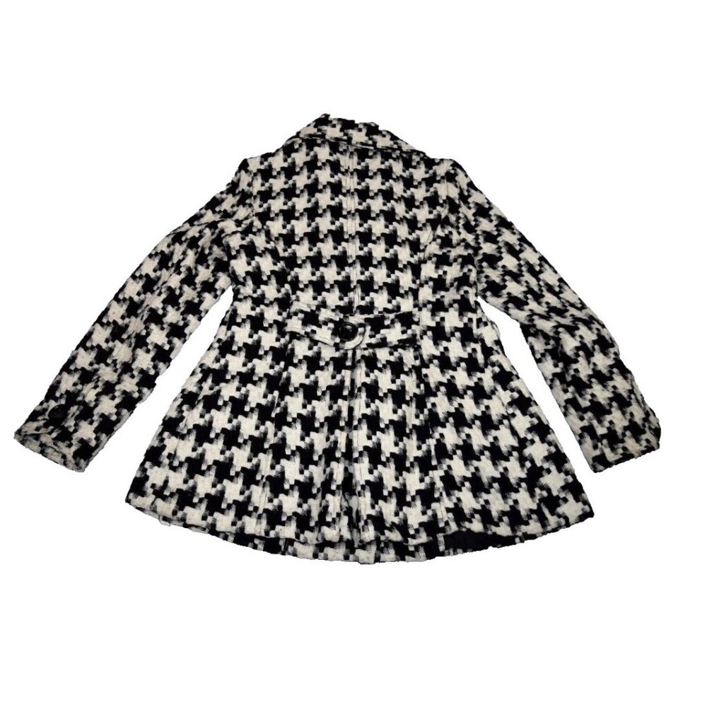 Vintage Candies Size M Black Ivory Big Houndstooth Peacoat Jacket Wool 90s - Picture 3 of 11